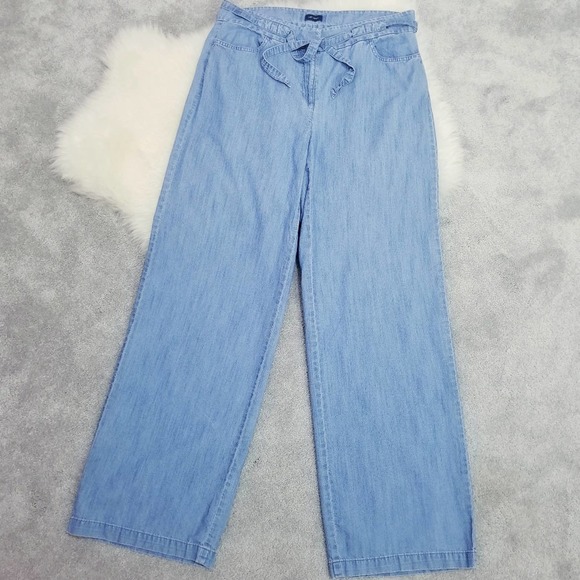 J. Jill Pants - J. Jill Wide Leg Boho Chambray Belted Pants
